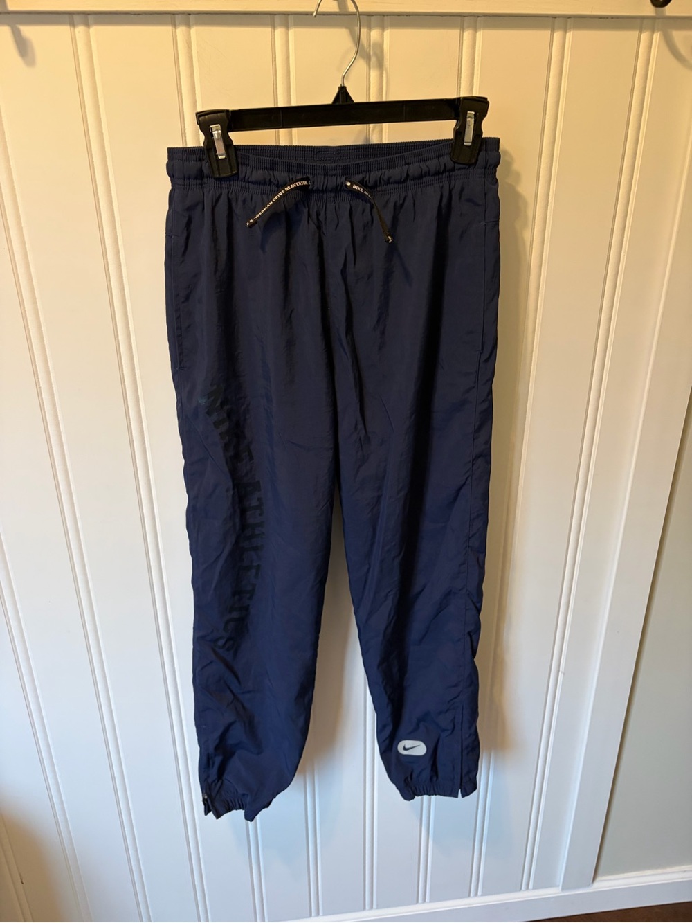 Vintage Nike Athletics Nylon Windbreaker Track Pants Navy Blue Boys Youth Large